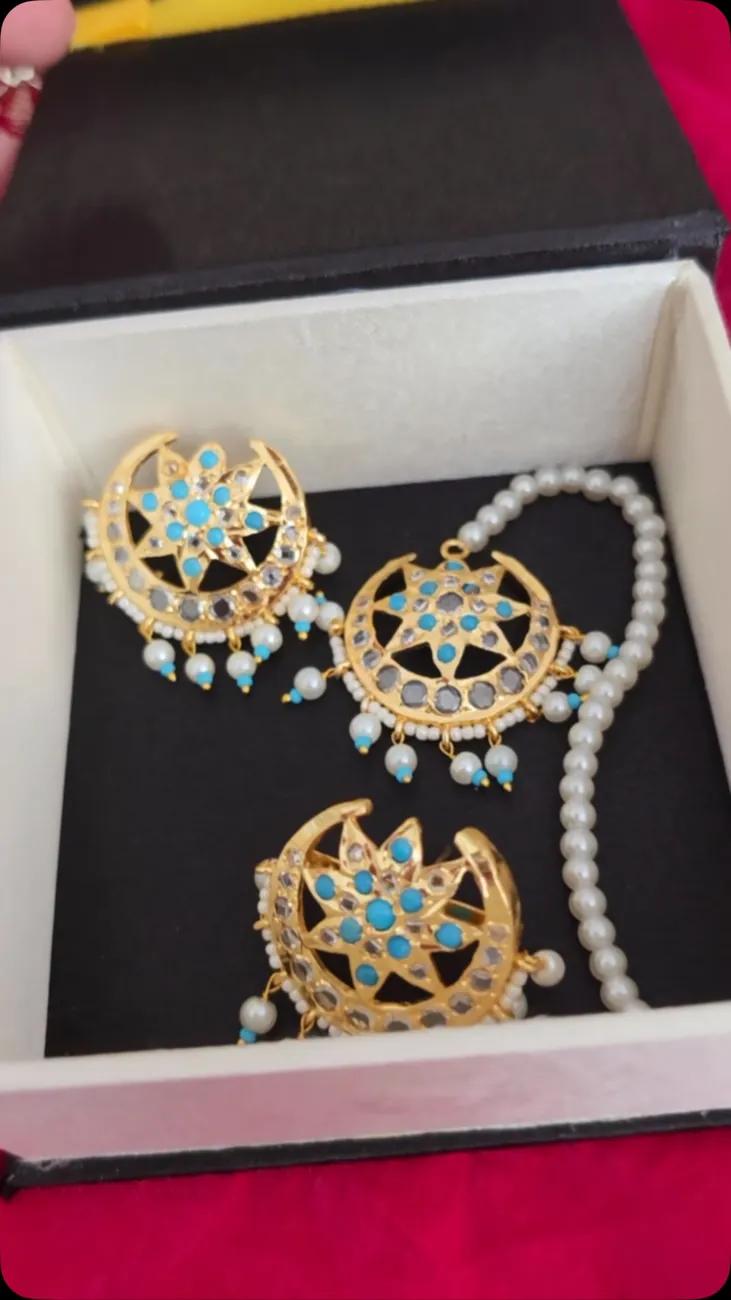 Feroza Jadau Tika & Earrings Set